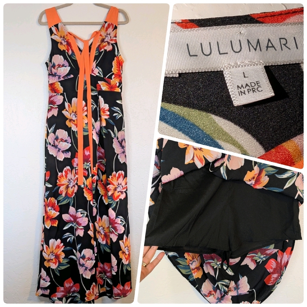 Anthropologie Lulumari Halter Maxi Dress Romper w/Shorts BOHO Resortcore